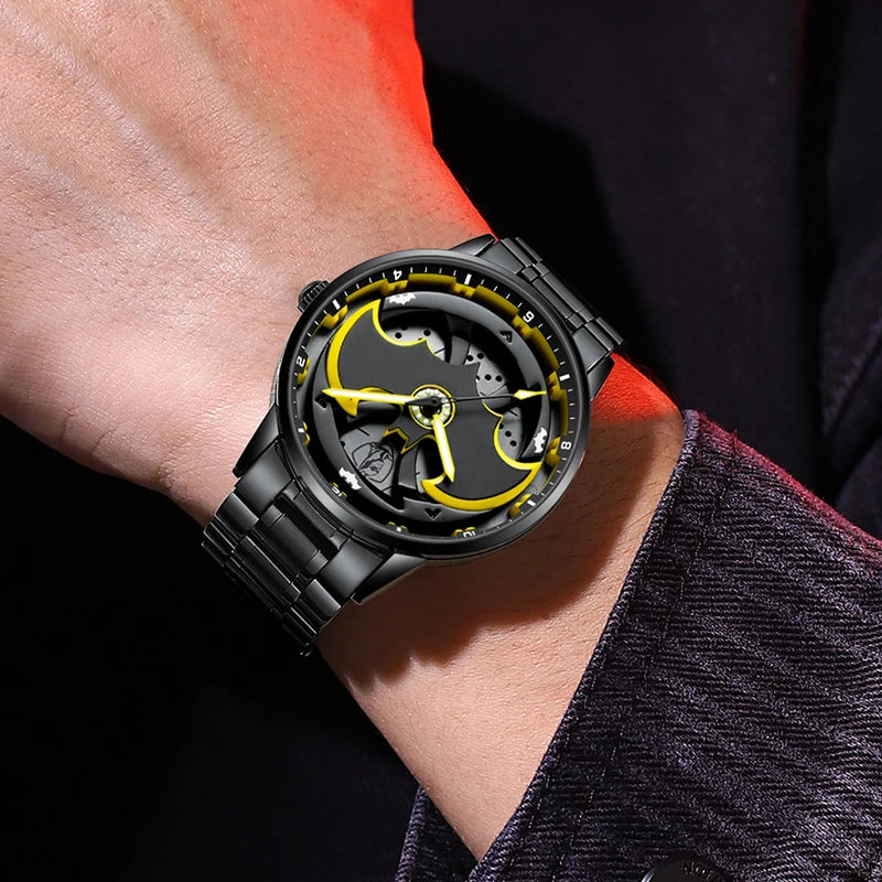 Quartz Watch for Men with 360° Rotation Batman Mod with Night Glow