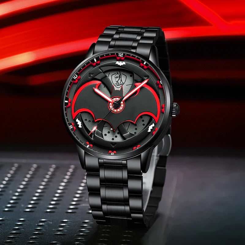 Quartz Watch for Men with 360° Rotation Batman Mod with Night Glow