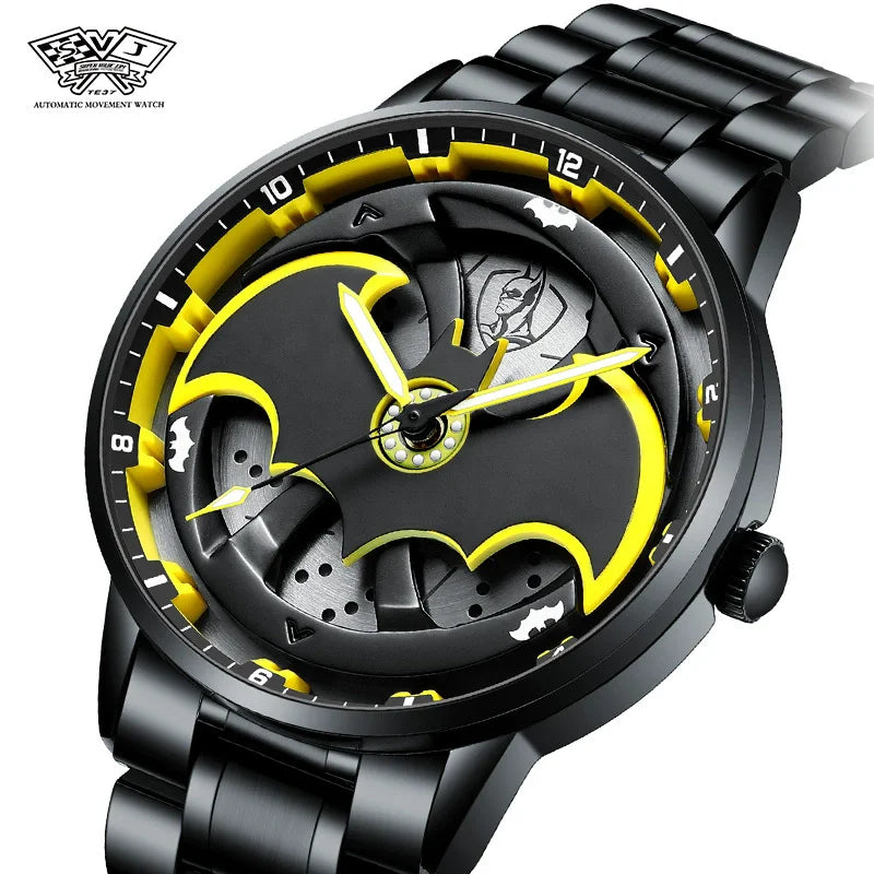 Quartz Watch for Men with 360° Rotation Batman Mod with Night Glow