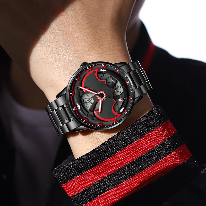 Quartz Watch for Men with 360° Rotation Batman Mod with Night Glow