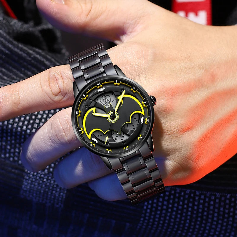 Quartz Watch for Men with 360° Rotation Batman Mod with Night Glow